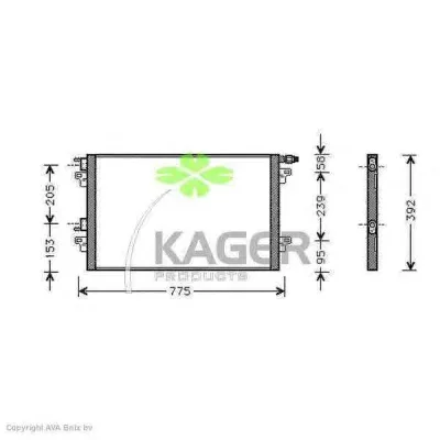 94-5325 KAGER Радиатор кондиционера