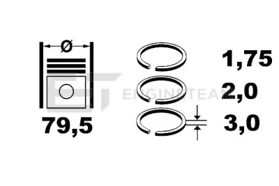 R1005000 ET ENGINETEAM Комплект поршневых колец