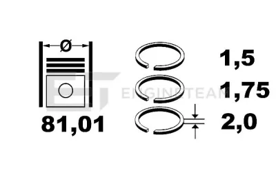 R1005100 ET ENGINETEAM Комплект поршневых колец