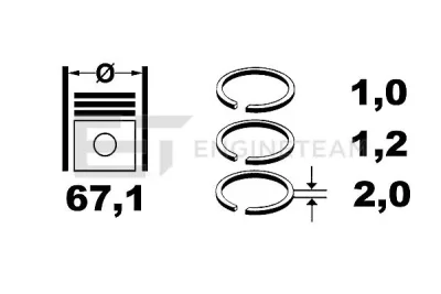 R1005500 ET ENGINETEAM Комплект поршневых колец