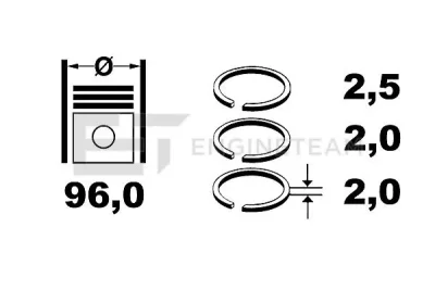 R4001500 ET ENGINETEAM Комплект поршневых колец