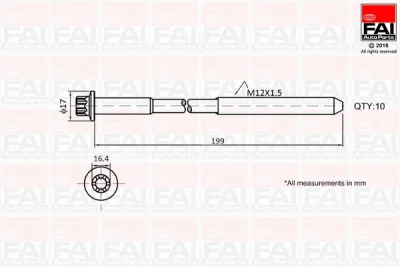 B1756 FAI AUTOPARTS Комплект болтов головки цилидра