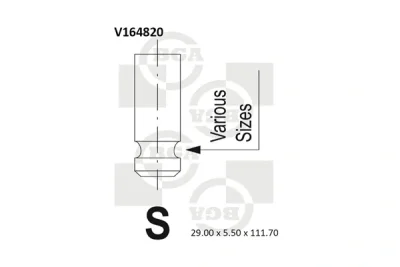 V164820 BGA Впускной клапан