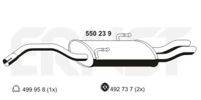 550239 ERNST Глушитель выхлопных газов средний/конечный/задняя банка