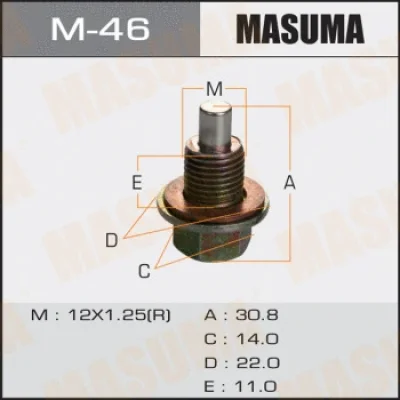 Резьбовая пробка, масляный поддон MASUMA M-46