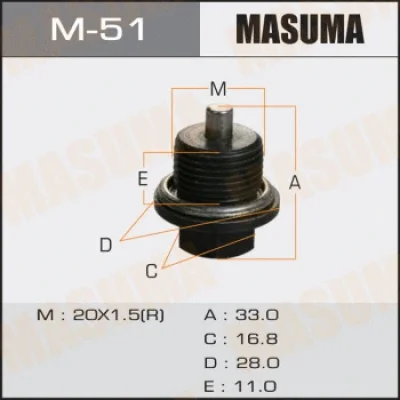 Резьбовая пробка, масляный поддон MASUMA M-51