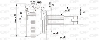 CVJ5092.10 OPEN PARTS Шарнирный комплект, приводной вал