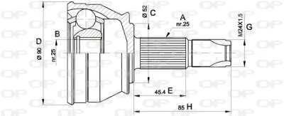 CVJ5211.10 OPEN PARTS Шарнирный комплект, приводной вал
