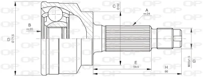 CVJ5255.10 OPEN PARTS Шарнирный комплект, приводной вал