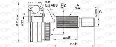 CVJ5266.10 OPEN PARTS Шарнирный комплект, приводной вал