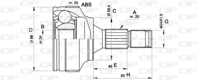 CVJ5297.10 OPEN PARTS Шарнирный комплект, приводной вал