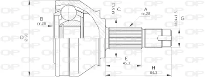 CVJ5438.10 OPEN PARTS Шарнирный комплект, приводной вал