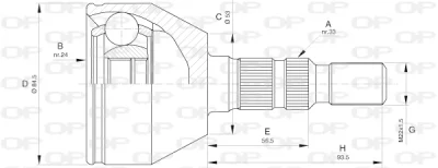 CVJ5602.10 OPEN PARTS Шарнирный комплект, приводной вал