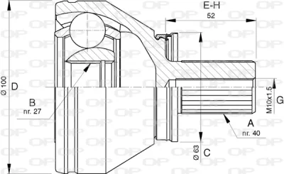 CVJ5744.10 OPEN PARTS Шарнирный комплект, приводной вал