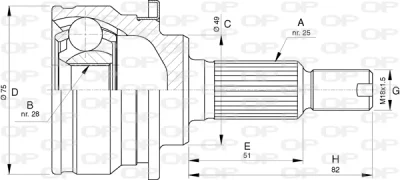 CVJ5770.10 OPEN PARTS Шарнирный комплект, приводной вал