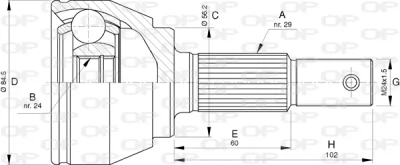 CVJ5787.10 OPEN PARTS Шарнирный комплект, приводной вал