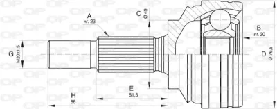 CVJ5799.10 OPEN PARTS Шарнирный комплект, приводной вал