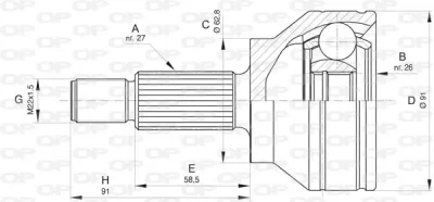 CVJ5804.10 OPEN PARTS Шарнирный комплект, приводной вал