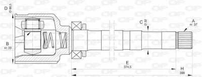 CVJ5836.20 OPEN PARTS Шарнирный комплект, приводной вал
