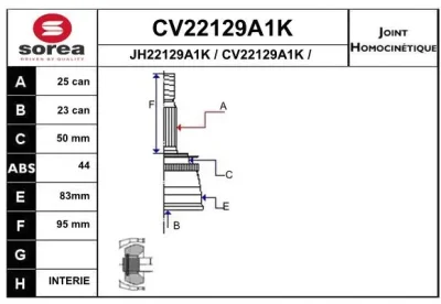 CV22129A1K EAI Шарнирный комплект, приводной вал