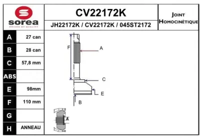 CV22172K EAI Шарнирный комплект, приводной вал