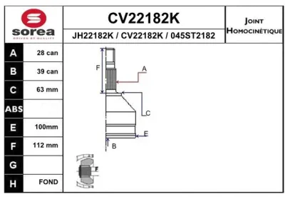 CV22182K EAI Шарнирный комплект, приводной вал