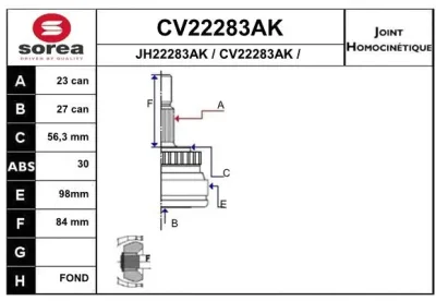 CV22283AK EAI Шарнирный комплект, приводной вал