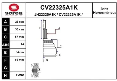 CV22325A1K EAI Шарнирный комплект, приводной вал