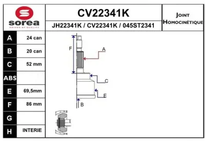 CV22341K EAI Шарнирный комплект, приводной вал
