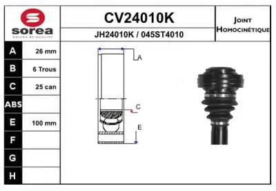 CV24010K EAI Шарнирный комплект, приводной вал