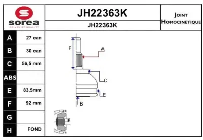 JH22363K SNRA Шарнирный комплект, приводной вал