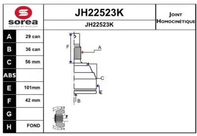 JH22523K SNRA Шарнирный комплект, приводной вал