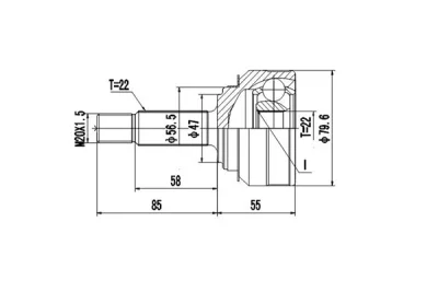 DCV854001 DYNAMATRIX Шарнирный комплект, приводной вал