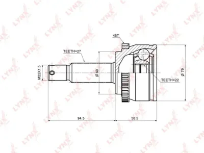 CO-3635A LYNXAUTO Шарнирный комплект, приводной вал