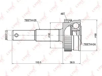 CO-3775A LYNXAUTO Шарнирный комплект, приводной вал