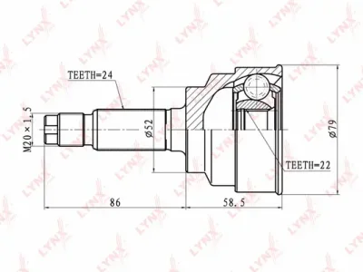 CO-4402 LYNXAUTO Шарнирный комплект, приводной вал