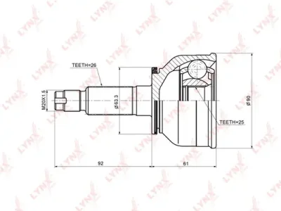 CO-5121 LYNXAUTO Шарнирный комплект, приводной вал
