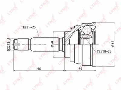 CO-5502 LYNXAUTO Шарнирный комплект, приводной вал