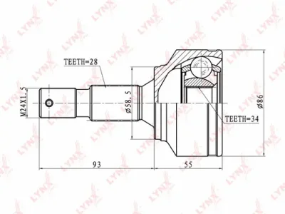 CO-6104 LYNXAUTO Шарнирный комплект, приводной вал