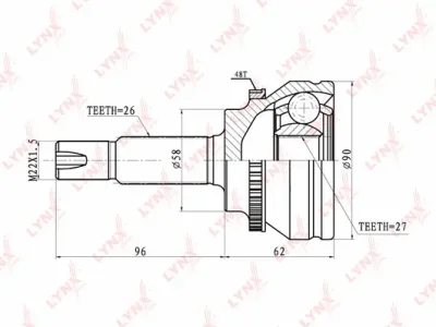 Шарнирный комплект, приводной вал LYNXAUTO CO-7503A