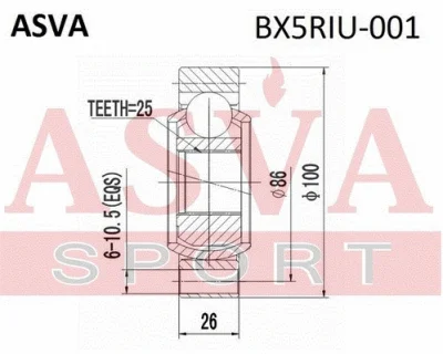 Шарнирный комплект, приводной вал ASVA BX5RIU-001