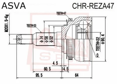 CHR-REZA47 ASVA Шарнирный комплект, приводной вал