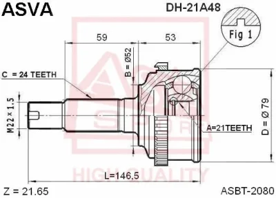 DH-21A48 ASVA Шарнирный комплект, приводной вал