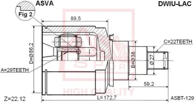 DWIU-LAC ASVA Шарнирный комплект, приводной вал