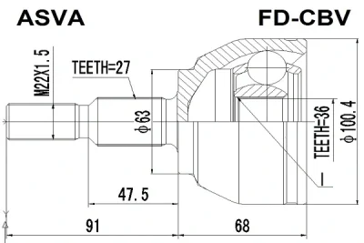FD-CBV ASVA Шарнирный комплект, приводной вал