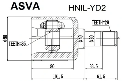 HNIL-YD2 ASVA Шарнирный комплект, приводной вал