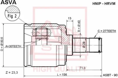 HNIP-HRVM ASVA Шарнирный комплект, приводной вал