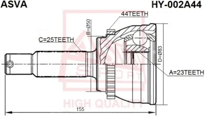 HY-002A44 ASVA Шарнирный комплект, приводной вал