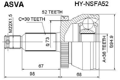 HY-NSFA52 ASVA Шарнирный комплект, приводной вал