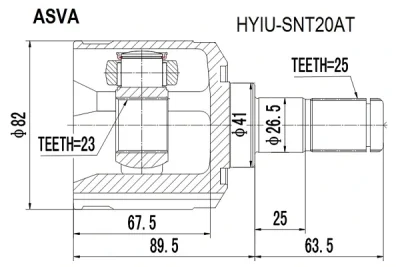HYIU-SNT20AT ASVA Шарнирный комплект, приводной вал